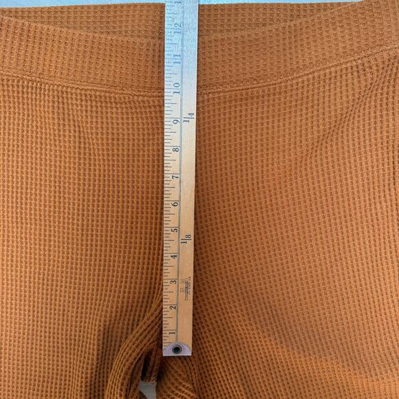 Aerie Hi Rise Waffle Knit Flared Pants Burnt Orange Women L Long Lounge Fall - Picture 3 of 8